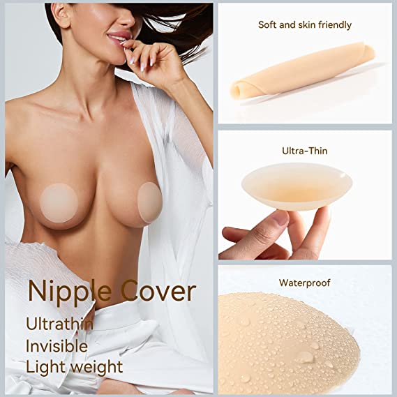 Nipple Covers - Double Pack of Hacienda Reusable Sticky Nipple Covers - 2 for 1 deal with Travel Box